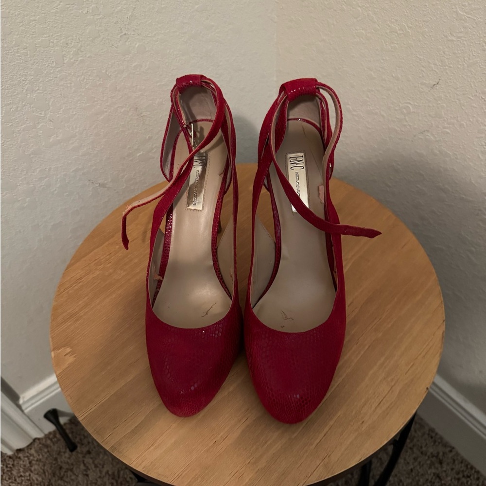 BCBGMaxAzria Red Ankle Strap Heels